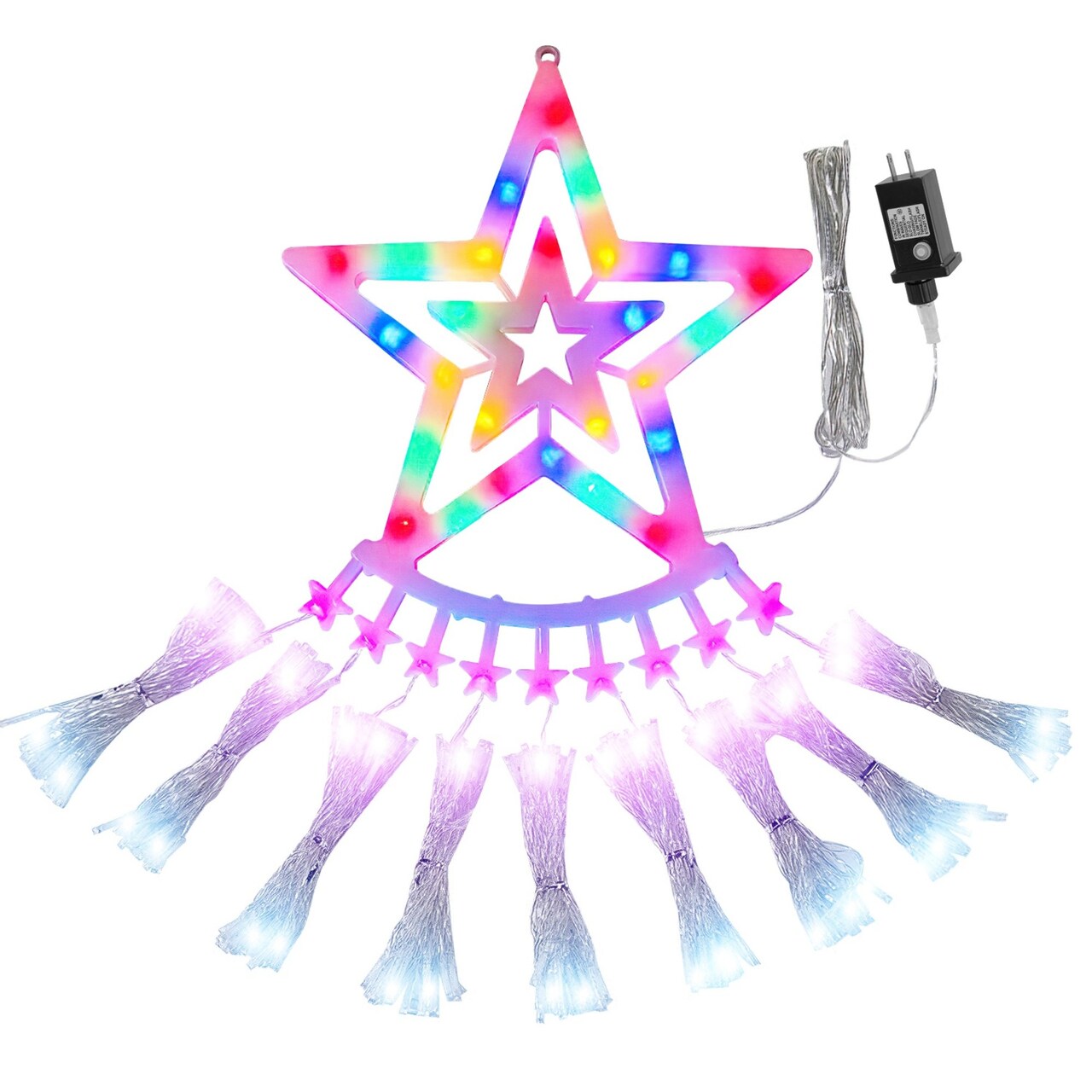Edge Collections - Multicolor - Magical Multicolored Star Waterfall String Lights - 1 Piece